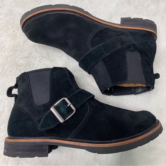 L.L. Bean 503167 Women's Black Old Port Suede Leather Ankle Boots Size 8 - Picture 3 of 16